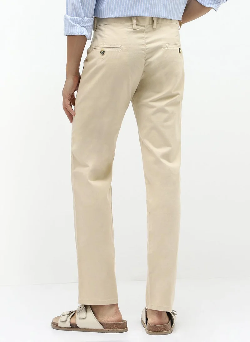 Urbano Fashion  Urbano Fashion Men's Cream Cotton Slim Fit Casual Chinos Trousers Stretch for Men | Best Price UAE